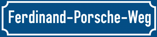 Straßenschild Ferdinand-Porsche-Weg zum kostenlosen Download