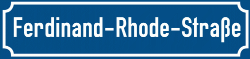 Straßenschild Ferdinand-Rhode-Straße zum kostenlosen Download