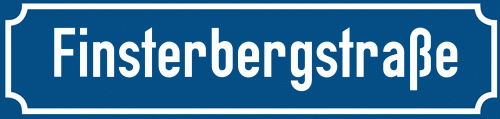 Straßenschild Finsterbergstraße zum kostenlosen Download
