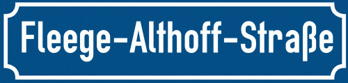 Straßenschild Fleege-Althoff-Straße
