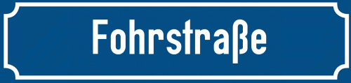 Straßenschild Fohrstraße zum kostenlosen Download