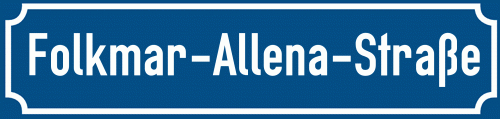Straßenschild Folkmar-Allena-Straße