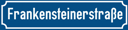 Straßenschild Frankensteinerstraße zum kostenlosen Download