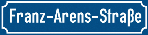 Straßenschild Franz-Arens-Straße zum kostenlosen Download