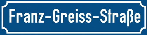 Straßenschild Franz-Greiss-Straße zum kostenlosen Download