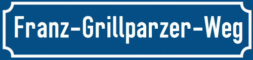 Straßenschild Franz-Grillparzer-Weg zum kostenlosen Download