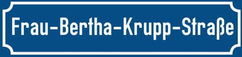 Straßenschild Frau-Bertha-Krupp-Straße zum kostenlosen Download