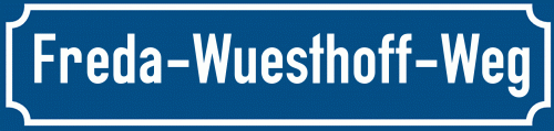 Straßenschild Freda-Wuesthoff-Weg zum kostenlosen Download