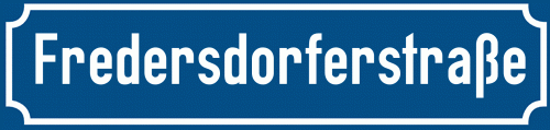 Straßenschild Fredersdorferstraße zum kostenlosen Download