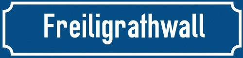Straßenschild Freiligrathwall zum kostenlosen Download