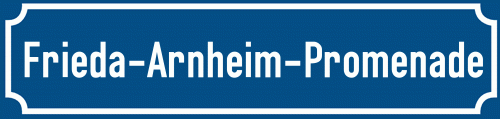 Straßenschild Frieda-Arnheim-Promenade zum kostenlosen Download