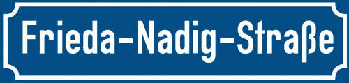 Straßenschild Frieda-Nadig-Straße