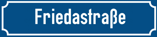 Straßenschild Friedastraße zum kostenlosen Download