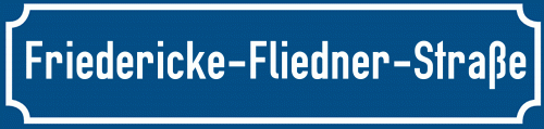 Straßenschild Friedericke-Fliedner-Straße