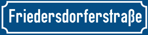 Straßenschild Friedersdorferstraße zum kostenlosen Download