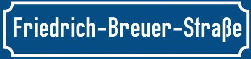 Straßenschild Friedrich-Breuer-Straße zum kostenlosen Download