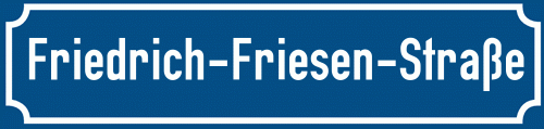 Straßenschild Friedrich-Friesen-Straße zum kostenlosen Download