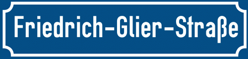 Straßenschild Friedrich-Glier-Straße