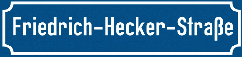 Straßenschild Friedrich-Hecker-Straße zum kostenlosen Download