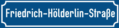 Straßenschild Friedrich-Hölderlin-Straße zum kostenlosen Download