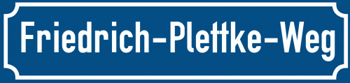 Straßenschild Friedrich-Plettke-Weg