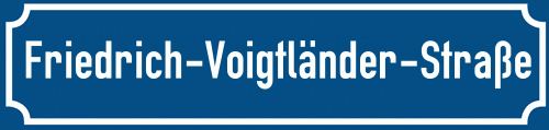 Straßenschild Friedrich-Voigtländer-Straße zum kostenlosen Download