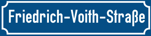 Straßenschild Friedrich-Voith-Straße zum kostenlosen Download