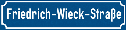 Straßenschild Friedrich-Wieck-Straße