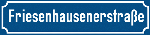 Straßenschild Friesenhausenerstraße zum kostenlosen Download