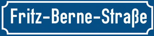 Straßenschild Fritz-Berne-Straße zum kostenlosen Download