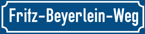 Straßenschild Fritz-Beyerlein-Weg zum kostenlosen Download