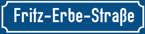 Straßenschild Fritz-Erbe-Straße zum kostenlosen Download