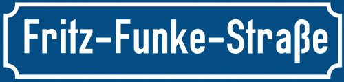 Straßenschild Fritz-Funke-Straße zum kostenlosen Download