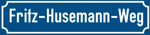 Straßenschild Fritz-Husemann-Weg zum kostenlosen Download