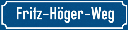 Straßenschild Fritz-Höger-Weg