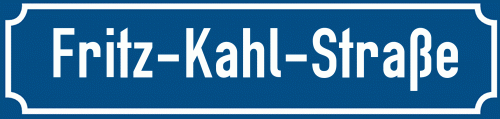 Straßenschild Fritz-Kahl-Straße