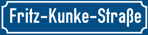 Straßenschild Fritz-Kunke-Straße zum kostenlosen Download