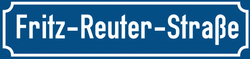 Straßenschild Fritz-Reuter-Straße zum kostenlosen Download