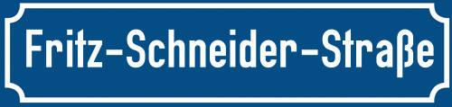 Straßenschild Fritz-Schneider-Straße zum kostenlosen Download