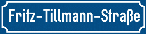 Straßenschild Fritz-Tillmann-Straße