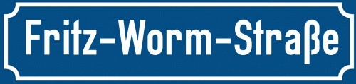 Straßenschild Fritz-Worm-Straße