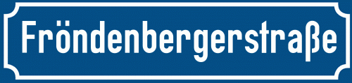 Straßenschild Fröndenbergerstraße zum kostenlosen Download
