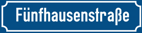 Straßenschild Fünfhausenstraße zum kostenlosen Download