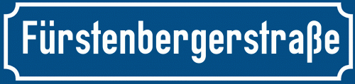 Straßenschild Fürstenbergerstraße zum kostenlosen Download