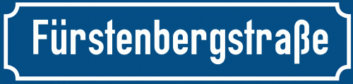 Straßenschild Fürstenbergstraße zum kostenlosen Download