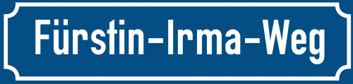 Straßenschild Fürstin-Irma-Weg