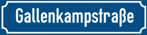 Straßenschild Gallenkampstraße zum kostenlosen Download