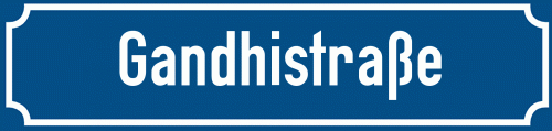 Straßenschild Gandhistraße zum kostenlosen Download