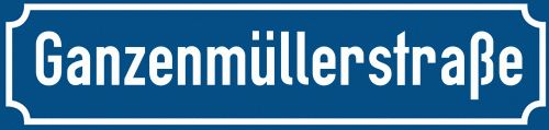 Straßenschild Ganzenmüllerstraße zum kostenlosen Download