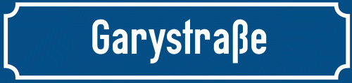 Straßenschild Garystraße zum kostenlosen Download